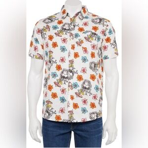 Retrofit men's short sleeve button down casual tropical skeleton cocktail shirt